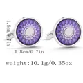 Gemelli da polso argento da uomo con mandala viola e diametro di 1,8 cm per camicie - Motivo Mandala Viola (B1622)