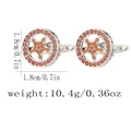 Star-shaped gold-plated cufflinks with orange zircon stones and size specifications - Silver Orange Red Stone