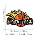 Vibrant enamel basketball lapel pin featuring fiery orange design and sporty lettering - Flame Basketball Style (C3156-2)