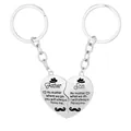 Father and Son heart shaped puzzle keychain set in polished silver stainless steel - Father & Son (D1426-2)