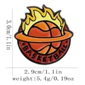 Creative basketball enamel pin with flaming orange ball and 3cm dimension details - Planet Ring Basketball Style (C3156-4)