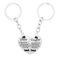Father and Daughter silver heart puzzle keychain set with sentimental engraved message - Father & Daughter (D1426-1)