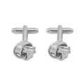 Polished silver rope knot cufflinks for French shirts featuring a classic twisted design - Silver Rope Knot Style (P1086-1)