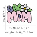 Spilla smaltata MOM rosa con margherita e tulipano, dimensioni 2.3cm x 2.9cm regalo - Stile Lettera Floreale MOM (C3193-3)