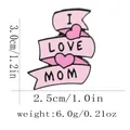 Spilla smaltata nastro rosa con scritta I LOVE MOM e cuori regalo festa della mamma - Stile Nastro I LOVE MOM (C3193-4)