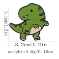Grüne Cartoon T-Rex Emaille-Brosche mit Maßen von 3,1 cm Höhe und 3,2 cm Breite - Grüner T-Rex (C3190-3)