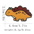 Süße orangefarbene Stegosaurus Dinosaurier Emaille-Anstecknadel mit 2,7cm Größenanzeige - Orangener Stegosaurus (C3190-4)