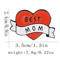 Spilla a cuore in smalto con nastro Best Mom, distintivo in metallo per la festa della mamma - Stile Cuore Rosso BEST MOM (C3193-6)