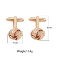 Boutons de manchette en or rose avec nœud tressé, dimensions 2,5 cm x 1,4 cm pour hommes - Style Nœud Spiralé Or Rose (P1088-2)