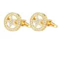 Exquisite gold-plated star cufflinks with crystal accents and classic T-bar closure - Gold White Zirconia