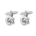 Boutons de manchette nœud d'amour argentés avec fermoir classique pour homme - Style Nœud d'Amour Argenté (P1091-1)