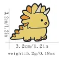 Cute yellow triceratops enamel pin badge with dimensions 3.2cm and weight 5.2g - Yellow Triceratops (C3190-6)