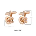Boutons de manchette nœud doré poli pour hommes avec fermoir rotatif en T classique - Style Nœud d'Amour Doré (P1091-2)