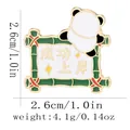 Cartoon panda metal brooch with green bamboo frame and gold text success on shore - C3164-6