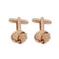 Boutons de manchette nœud dorés polis pour chemises d'hommes au design classique - Style Nœud Enveloppé Doré (P1092-2)