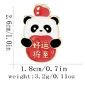 Cartoon panda enamel pin with lucky text, size specs 2.6x1.8cm, gift for students - Good Luck Coming Style (C3164-8)