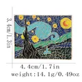 Enamel brooch inspired by Van Gogh Starry Night painting with gold trim dimensions - Rectangular Oil Painting Brooch / Van Gogh Starry Night (C3181)