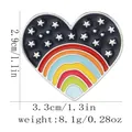 Rainbow heart enamel brooch with starry sky pattern and silver alloy frame details - Dark Blue Starry Sky Rainbow (C3187-1)