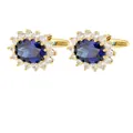French style men cuff links with oval dark blue sapphire crystal in gold finish - Blue Gold
