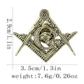 Spilla massonica vintage dorata con squadra, compasso e Occhio della Provvidenza - Stile Vintage Occhio della Provvidenza (C3192-1)