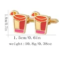 Golden cocktail glass cufflinks with colorful enamel and dimensions 1.8cm x 1.5cm - Cocktail Cup Style (B1623-1)