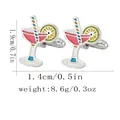 Creative colorful cocktail cup cufflinks with red enamel finish and lemon slice detail - Martini Glass Style (B1623-3)