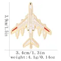 Flugzeug Emaille Pin in Weiß mit Goldrand und Maßangaben für Militär-Enthusiasten - Weißer Stil (C3214-2)