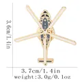Hubschrauber Emaille-Brosche in Weiß und Grau mit Goldrand und Maßangaben - Hubschrauber-Stil (C3214-4)