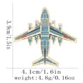 Blue airplane enamel brooch pin with golden metal plating and dimensions 4.1x3.9cm - Deep Blue Airliner Style (C3214-5)