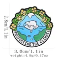 Broche émaillée protection du climat avec motif ours polaire et dimensions détaillées - Style Ours Polaire (C3213-2)