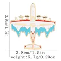 Fighter jet enamel pin in white blue and red with gold frame measures 3.9cm x 3.8cm - Tri-color Airplane Style (C3214-6)