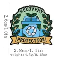 Épingle en émail écologique avec symbole de recyclage et motif de jeune pousse - Style Boîte de Recyclage (C3213-3)