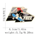 Sporty skateboarder enamel pin with blue skateboard and free text 4.1cm x 2.3cm - Skateboarding Boy (C3182-2)