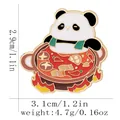 Pin de esmalte de panda lindo en una olla caliente roja con dimensiones y peso - Estilo Panda Olla Caliente (C3206-2)