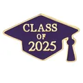 Purple and gold Class of 2025 graduation cap brooch with dangling tassel charm - Purple Mortarboard (C3215-2)