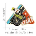 Mountain bike sport enamel pin with yellow and green colors featuring start text - Mountain Bike (C3182-4)