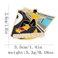 Sporty skateboard enamel pin badge with skater design and size specs in colorful style - Dynamic Skateboard (C3182-5)