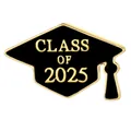 2025 graduation cap enamel pin in black and gold finish for student commemorative gift - Black Mortarboard (C3215-4)