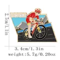 Sporty enamel bicycle lapel pin for mountain racing accessories, red cyclist design - Road Cycling (C3182-7)