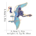 Vintage crane enamel brooch in blue and white with gold trim and size dimensions - Crane Style (C3218-2)