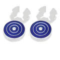 Pair of elegant business blue enamel cufflinks with silver metal base in circular design - Blue