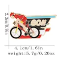 Racing cyclist enamel pin featuring a red cyclist and GO text with gold metallic edges - Sprinting Bicycle (C3182-8)