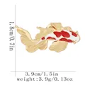 Enameled koi fish lapel pin in red and white with gold finish, 3.9cm x 1.8cm size - Koi Fish Style (C3218-4)