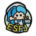 Cartoon ESFJ MBTI enamel pin badge with a cute character holding a birthday cake - ESFJ Consul Style (C3205-3)