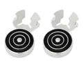 Silver cufflinks with black enamel concentric circles and polished metal finish - Black