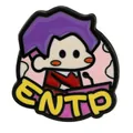 ENTP MBTI metal enamel pin with cartoon character debating behind a podium on white background - ENTP Debater Style (C3205-5)