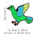 Spilla a forma di uccello verde in smalto con dimensioni 2,6cm altezza e 3,4cm larghezza - Uccello patchwork multicolore
