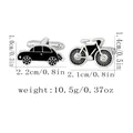 Manschettenknöpfe-Set aus Silber mit Auto- und Fahrradmotiven für Herrenhemden - B1636 / Natürlich