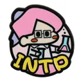 Enamel MBTI pin featuring a cute pink-haired INTP researcher scientist character - INTP Logician Style (C3205-13)