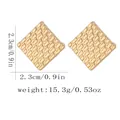 Boutons de manchette carrés en or poli avec texture grillagée et dimensions 2.3cm - Style de Grille Géométrique (B1632) / Doré